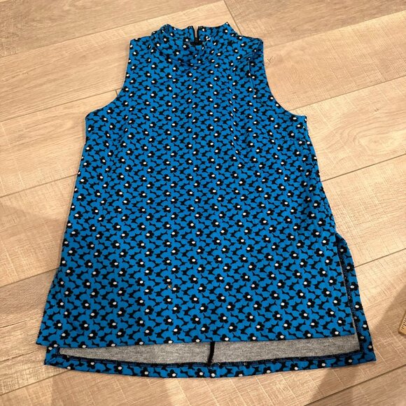 MICHAEL KORS WOMEN BLUE SLEEVELESS BLOUSE MEDIUM - Picture 1 of 8
